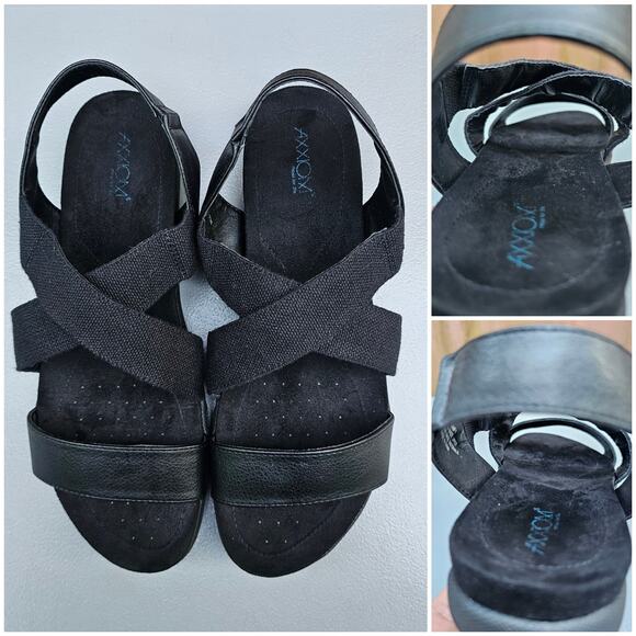 Black Crisscross Sandals Size 10 Canvas Synthetic Strappy Slingback Flats - Picture 9 of 12